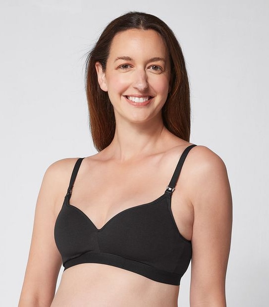 Maternity Wirefree Cotton Nursing Bra; Style: TLMAT080 - Black