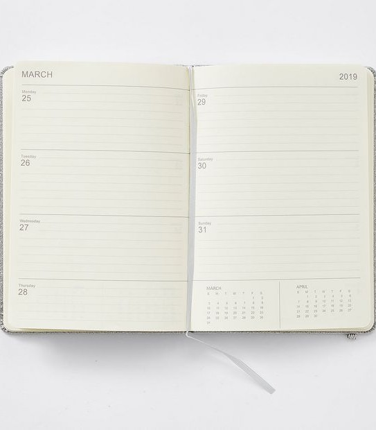 A5  Hardcover 2019 Diary - Silver Glitter