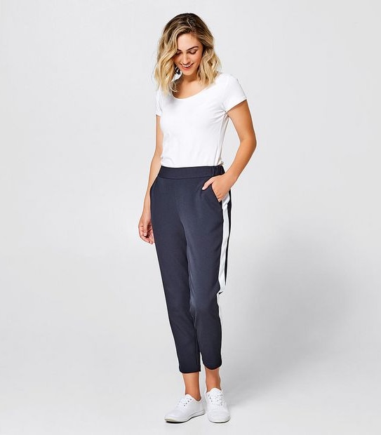 Side Stripe Jogger Pants - Navy/White