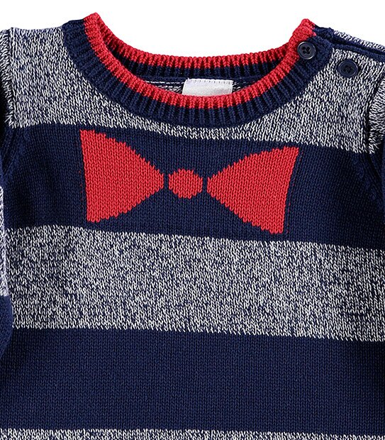 Stripe Knit Bow Tie Jumper