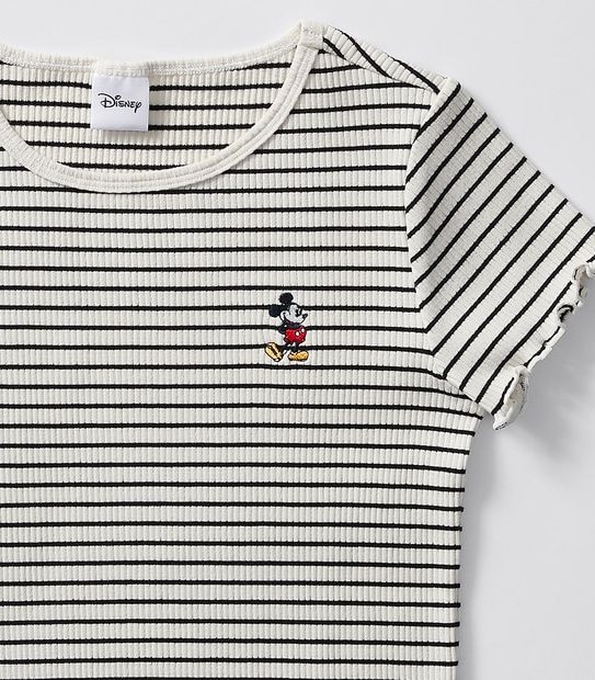 Disney Mickey Mouse Ribbed T-shirt - White/Navy Stripe