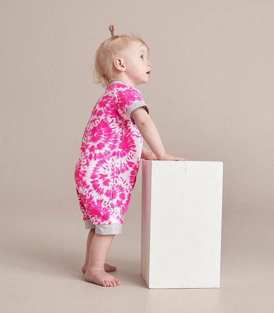 BONDS BXP9T G5P SHORT ZIPPY ROMPER  - TIE DYE PINK