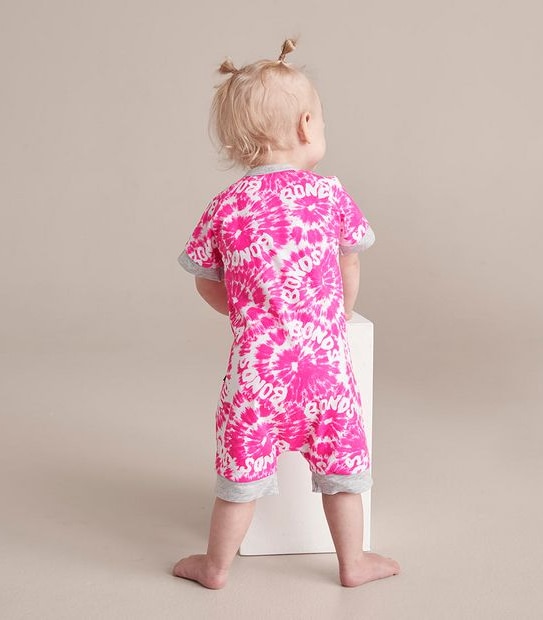 BONDS BXP9T G5P SHORT ZIPPY ROMPER  - TIE DYE PINK