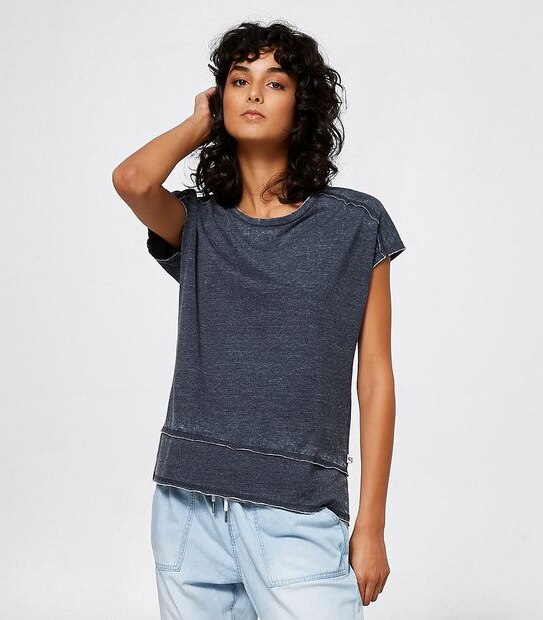 Piping Hot Boyfriend Fit T-Shirt - Navy 