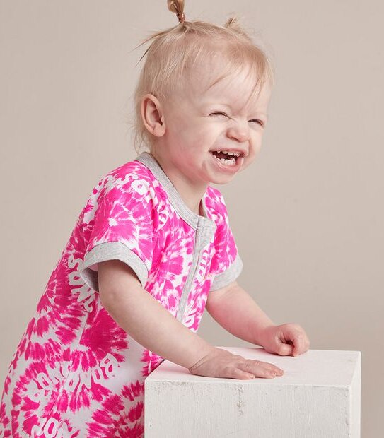 BONDS BXP9T G5P SHORT ZIPPY ROMPER  - TIE DYE PINK