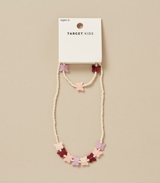 2 Pack Butterfly Bead Necklace and Bracelet Set