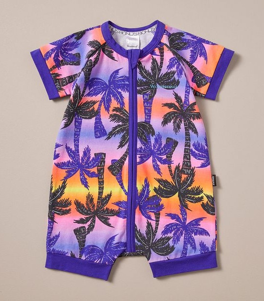 BONDS BXP9T 35N SHORT ZIPPY ROMPER -  SUNSET PALM
