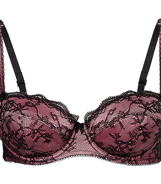 Collette Dinnigan Wild Hearts Satin & Lace Balconette Bra