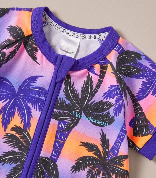 BONDS BXP9T 35N SHORT ZIPPY ROMPER -  SUNSET PALM