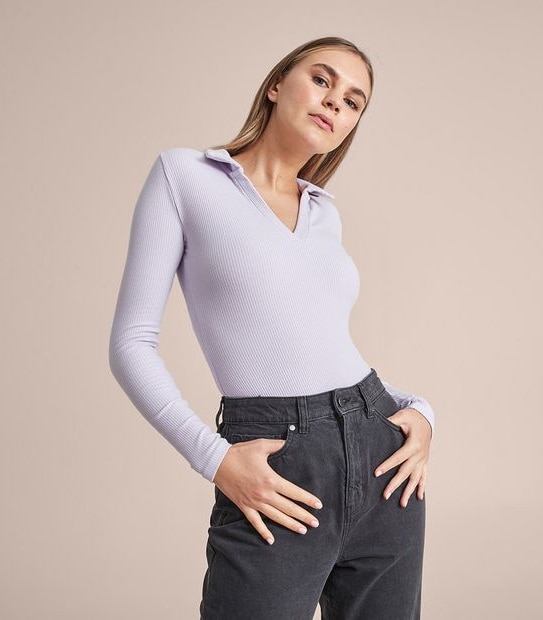 Lily Loves Rib Open Collar Bodysuit