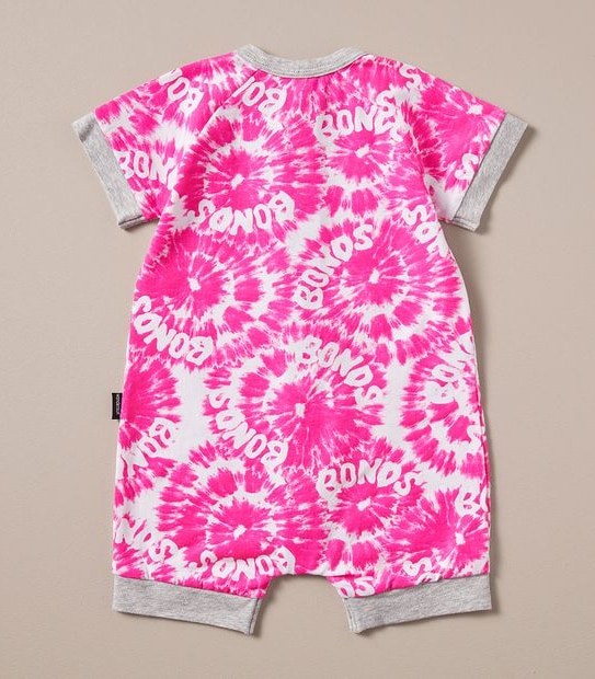 BONDS BXP9T G5P SHORT ZIPPY ROMPER  - TIE DYE PINK