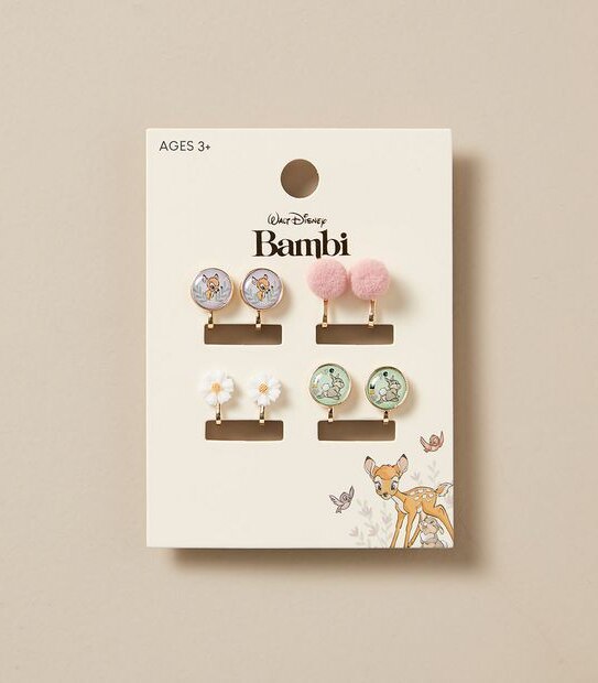 4 Pack Disney Bambi Licensed Clip On Earrings