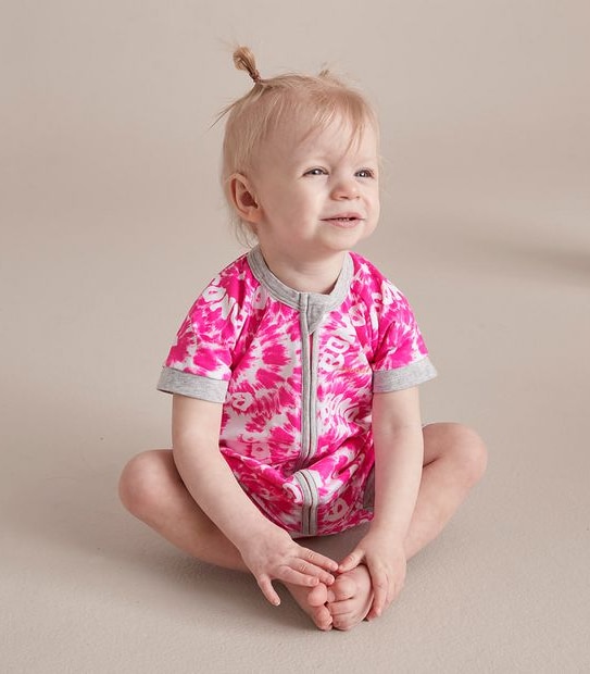 BONDS BXP9T G5P SHORT ZIPPY ROMPER  - TIE DYE PINK