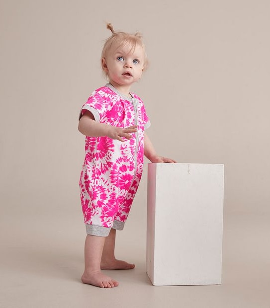 BONDS BXP9T G5P SHORT ZIPPY ROMPER  - TIE DYE PINK