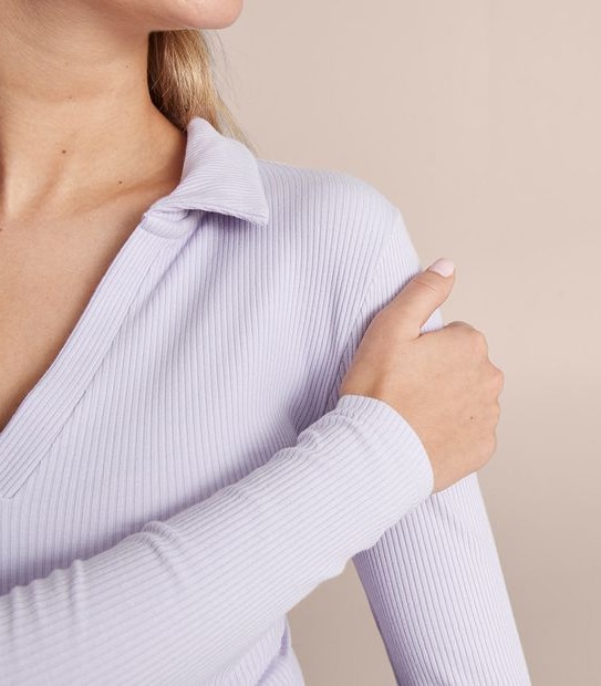 Lily Loves Rib Open Collar Bodysuit