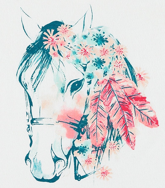 Cap Sleeve Horse Print Top 3 of 3