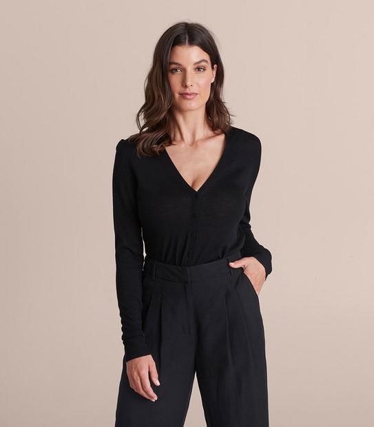 Preview Merino Wool V-Neck Button Through Cardigan