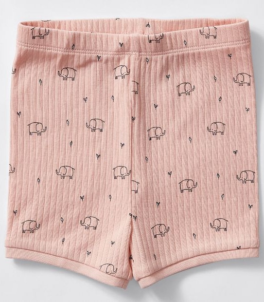 Baby Organic Cotton Elephant Print Rib Pyjama Set - Pink