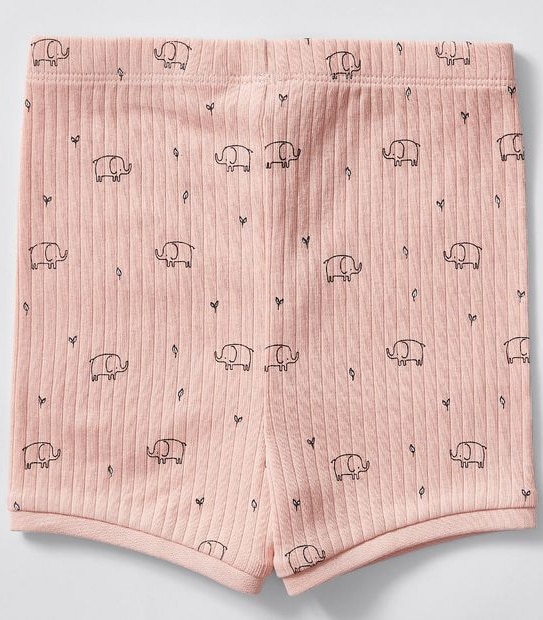 Baby Organic Cotton Elephant Print Rib Pyjama Set - Pink