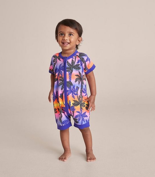 BONDS BXP9T 35N SHORT ZIPPY ROMPER -  SUNSET PALM