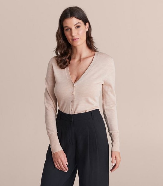 Preview Merino Wool V-Neck Button Through Cardigan
