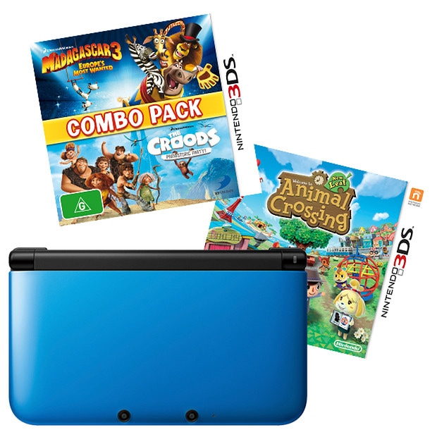 Nintendo 3DS XL Console & 3 Games Bundle Blue Target Australia