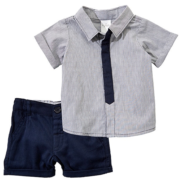 Boys' Shirt, Mock Tie And Shorts Set