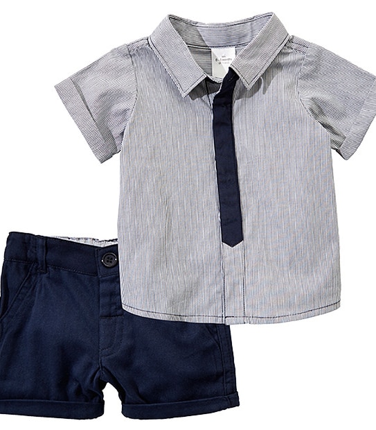 Boys' Shirt, Mock Tie And Shorts Set
