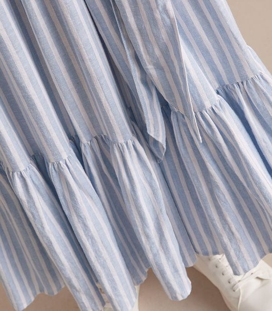 Linen Blend Ruffle Hem Maxi Skirt