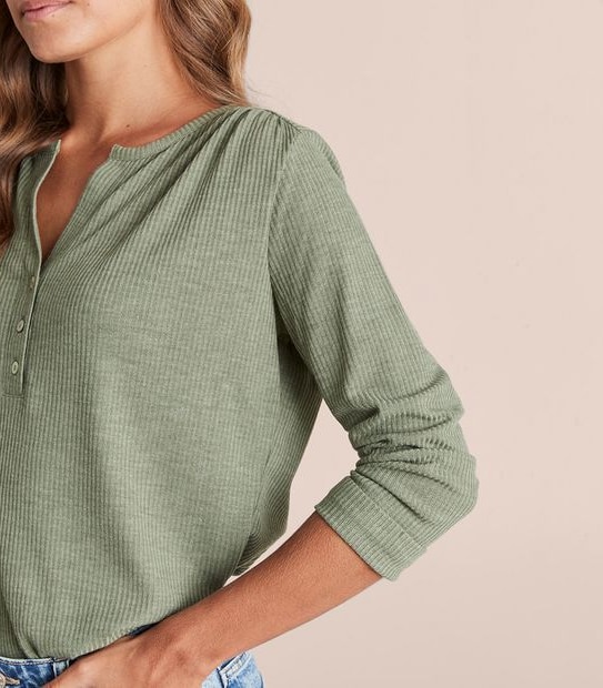 Relaxed Henley Long Sleeve T-Shirt