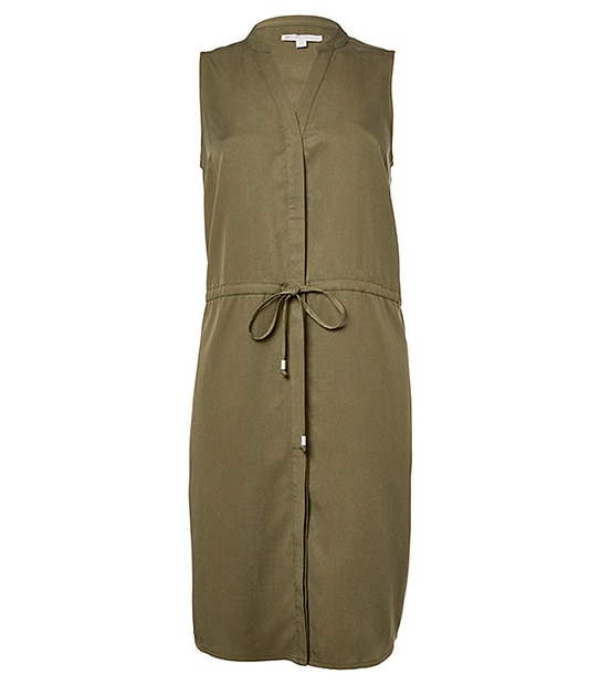 Sleeveless Shirt Dress - Olive