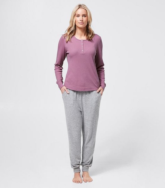 Henley Sleep T-Shirt - Pink