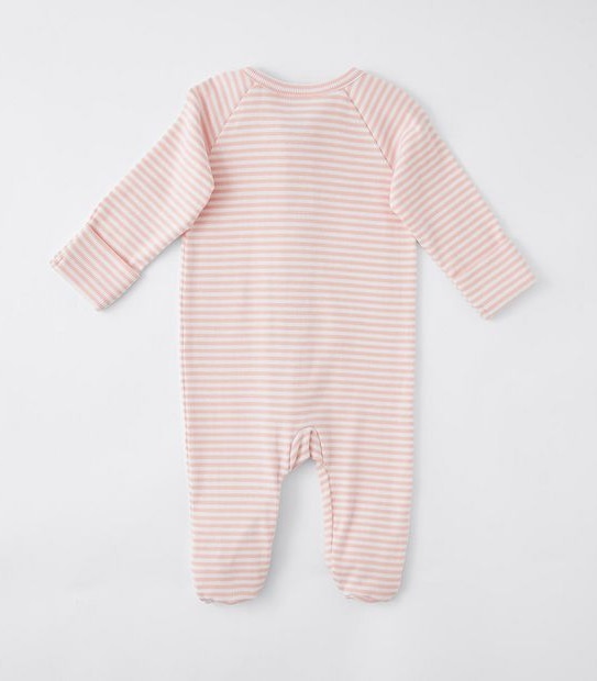 Baby Organic Cotton Striped Rib Coverall