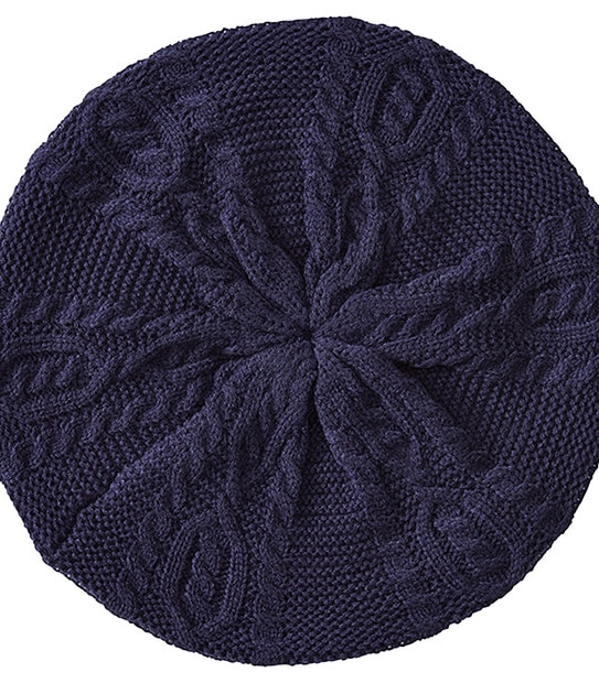 Cable Knit Beret - Peacoat 1 of 1