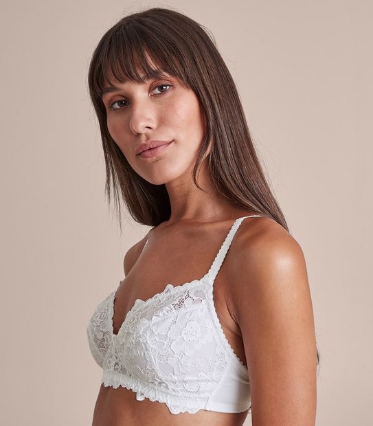 Lace Wirefree Soft Cup Bra - White