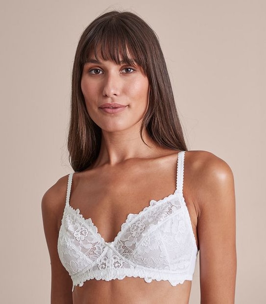 Lace Wirefree Soft Cup Bra - White