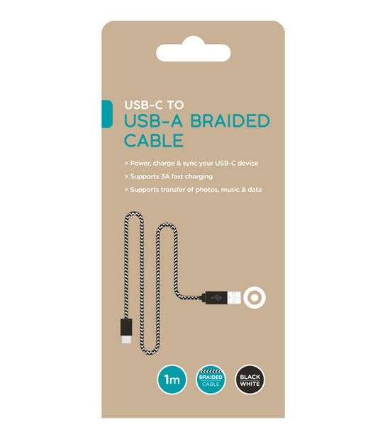 USB-C to USB-A 1M Braided Cable