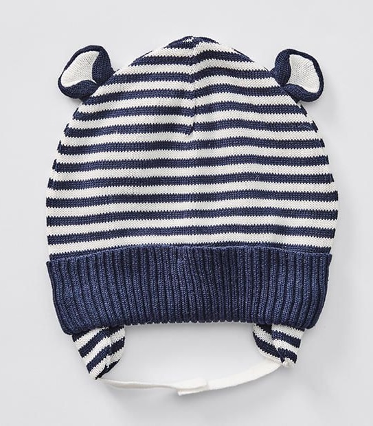 Baby Striped Beanie With Bear Ears