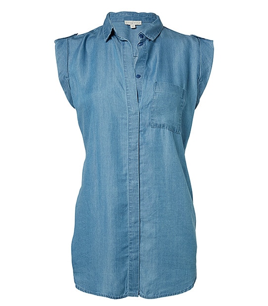Life & Style Sleeveless Denim Shirt