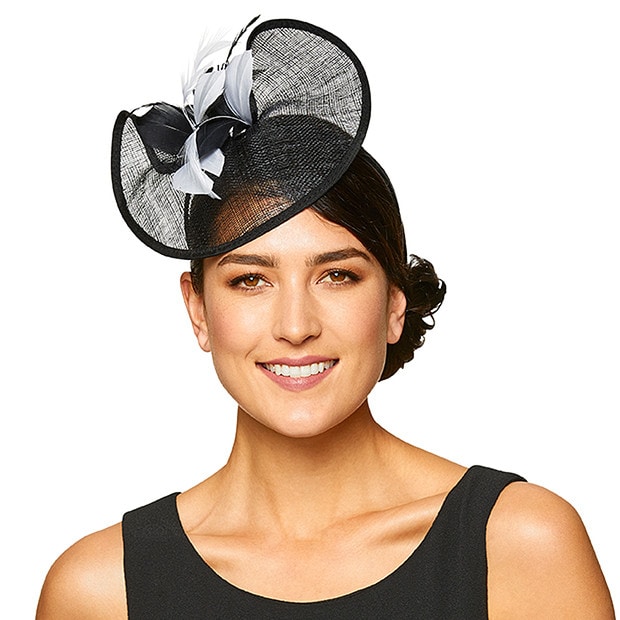 Katie Sinamay Saucer Fascinator - Black 