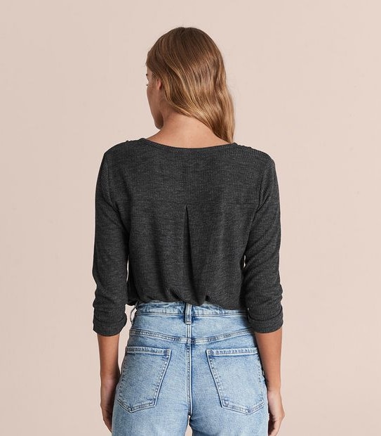 Relaxed Henley Long Sleeve T-Shirt