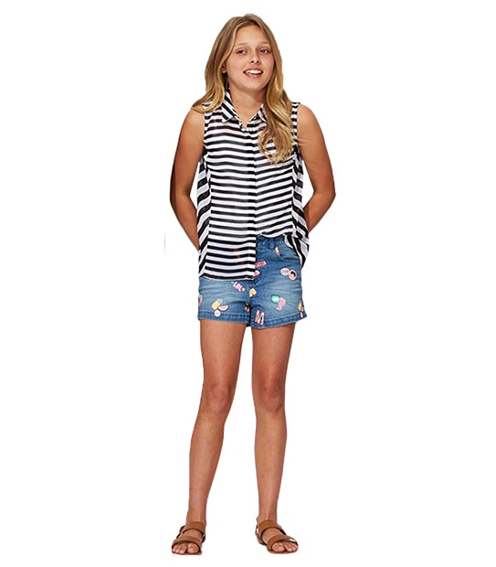 Girls' Denim Shorts With Bonus D.I.Y Iron On Patches