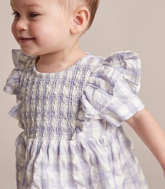 Baby Rouched Gingham Dress