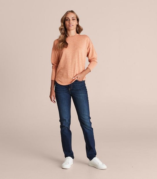 Curved Hem Knit Top