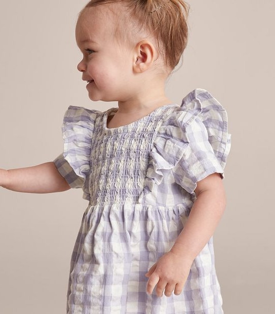 Baby Rouched Gingham Dress