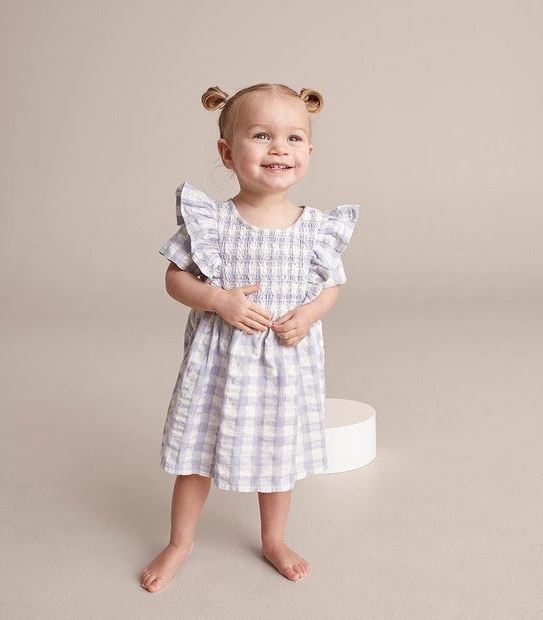 Baby Rouched Gingham Dress