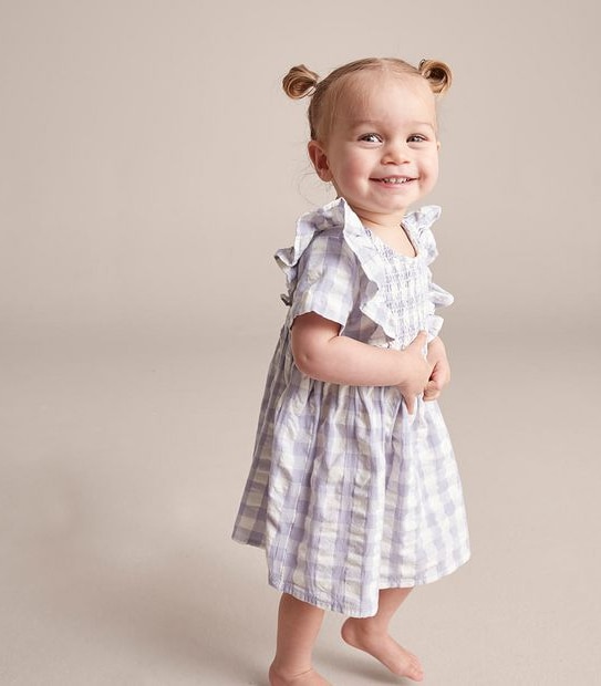 Baby Rouched Gingham Dress
