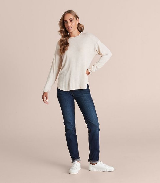 Curved Hem Knit Top