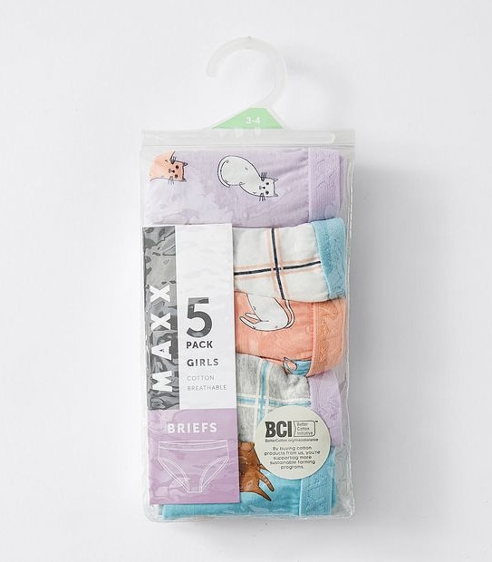 Maxx 5 Pack Girls Briefs
