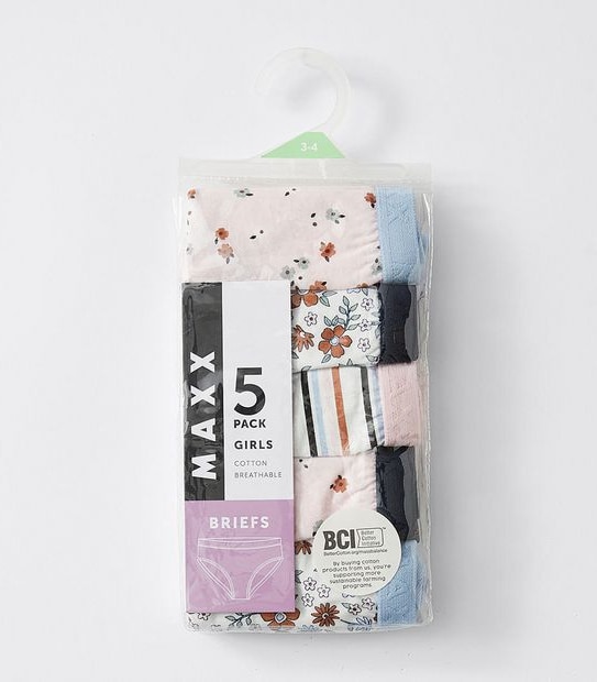 Maxx 5 Pack Girls Briefs